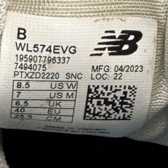 New Balance 574 Shoes Womens Size 8.5 Gray Suede Mesh Classic Sneakers WL574EVG - Picture 9 of 9